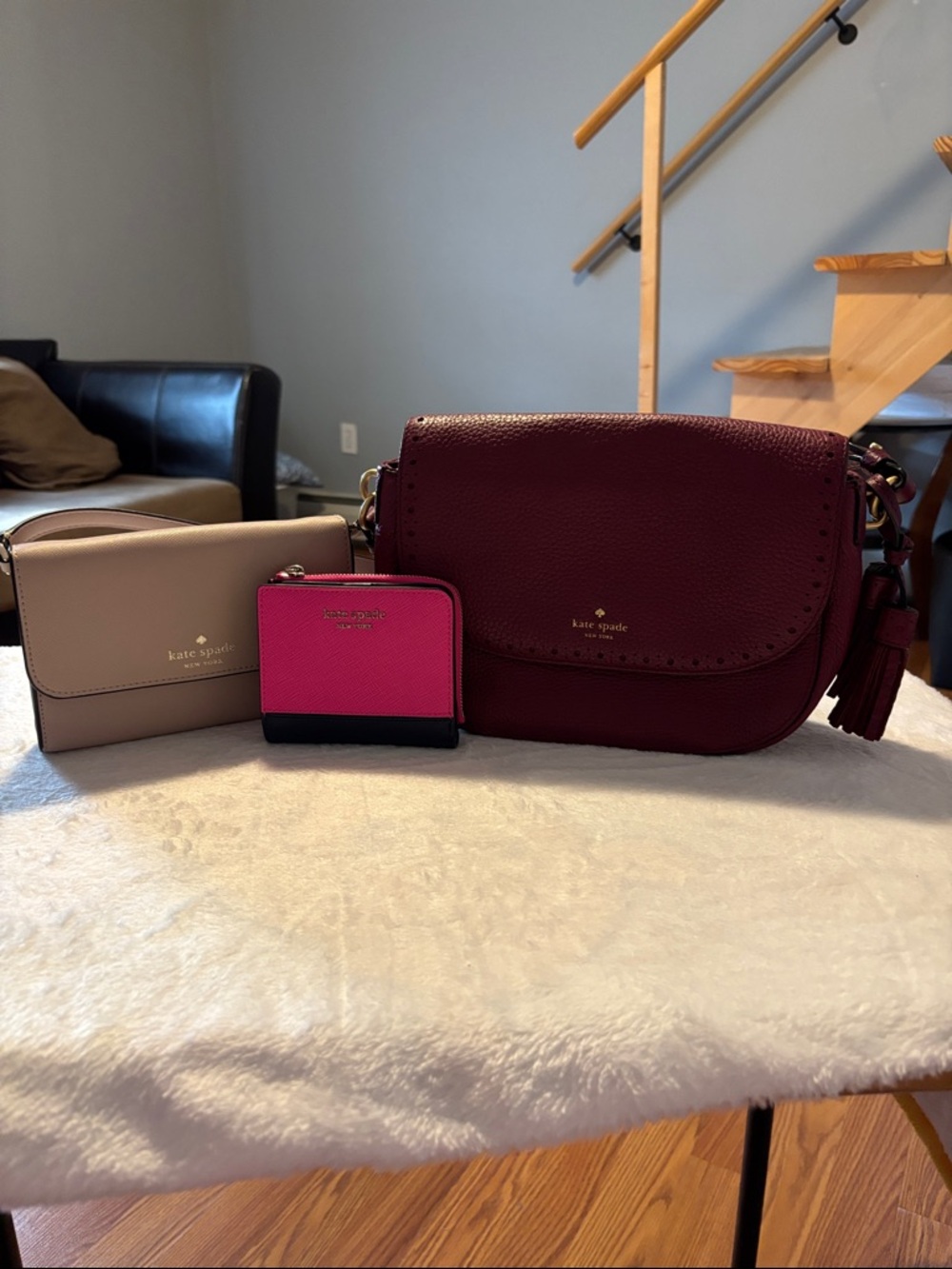 kate spade Burgundy Leather Crossbody with Tassel